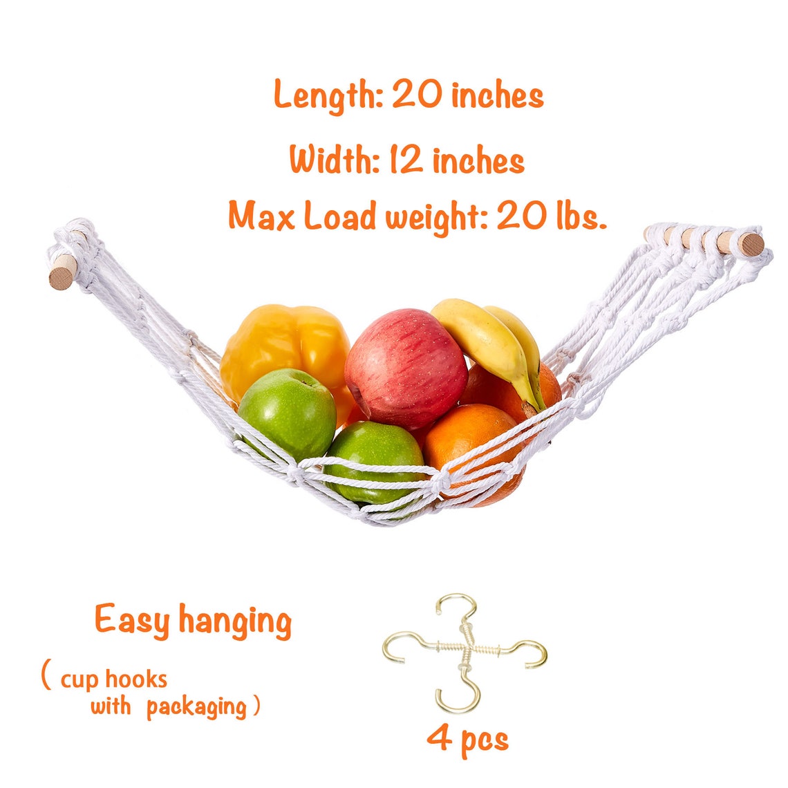 Macrame Fruit and Veggie Hammock Under Hanging Etsy