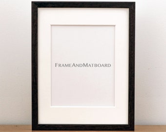 11x14 Wenge Wood Thin Frame, Gallery Style, Matted To 8x10, Simple, Minimal, UV Museum Quality Acrylic, Conservation Matboard, Ready To Ship