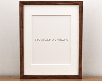 16x20 Black Walnut Gallery Frame, Matted to 11x14, Thin, Simple, UV Museum Quality Acrylic, Conservation Matboard