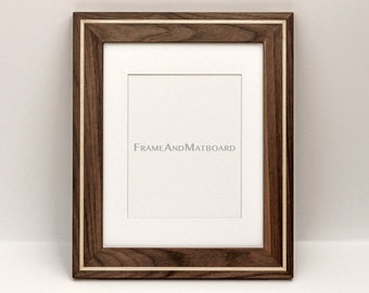 Custom Black Walnut Frame, Inlay Aspen Wood, Gallery Framing, Personalized Opening, UV Absorbent Museum Quality Glazing, Conservation Mat