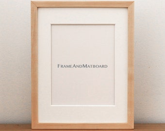 11x14 Maple Picture Frame, Matted to 8x10, Thin Wood Edge, Gallery Style, Simple, Minimal, Custom Mat Opening Available