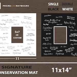 11x14 Signature Matboard, Conservation Grade, Opening 5x7&quot; or Custom, Wedding, Anniversary, Birthday, Graduation