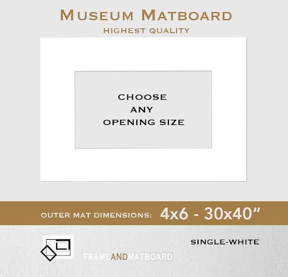 Cotton Matboard | Custom Opening | Mat For Picture Frame - Crescent Rag - 4 Ply | White Archival Cotton Mat Board |  Highest Quality