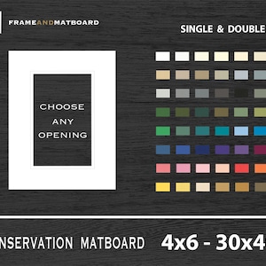 Any Size Custom Matboard, Conservation Quality - Archival, 80 Colors, Up to 30x40&quot;
