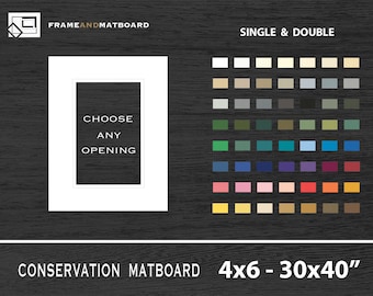 Any Size Custom Matboard, Conservation Quality - Archival, 80 Colors, Up to 30x40"