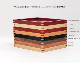Custom Thin Frame - Gallery Style - Exotic Wood - UV Museum Quality Acrylic, Archival Matboard
