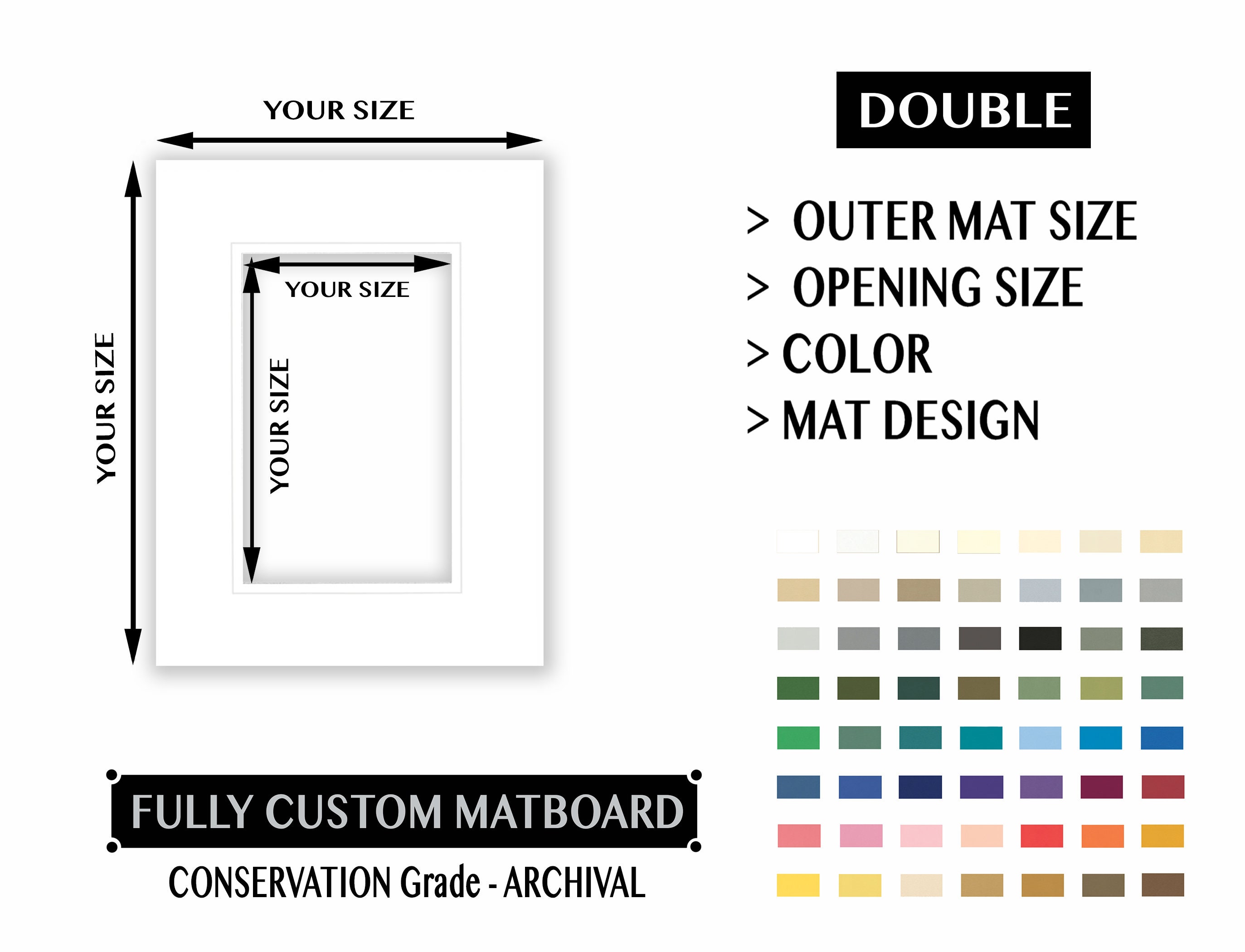 18x24 Premium Double Matboard Choose Your Custom Matboard Size, Color, and  Opening for Your Artwork and Photography 