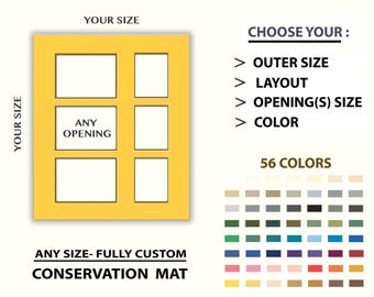 Multiple Openings Mat Board - Conservation Quality - Your Desired Layout - Fully Custom - Any Size Up To 30x40