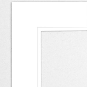 May include: A white mat with a white frame around a white opening.