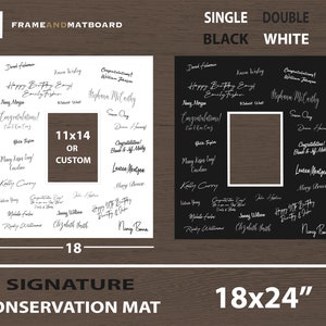18x24 Signature Matboard, Conservation Grade, Opening 11x14&quot; or Custom, Wedding, Anniversary, Birthday, Graduation