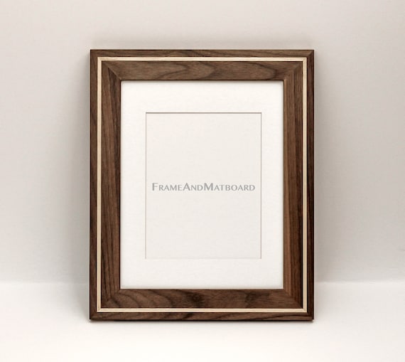 Custom Black Walnut Frame, Inlay Aspen Wood, Gallery Framing