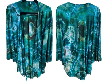 Tie Dye Geode Bell Sleeve Cardigan | Size Small | Festival, hippie, boho clothing