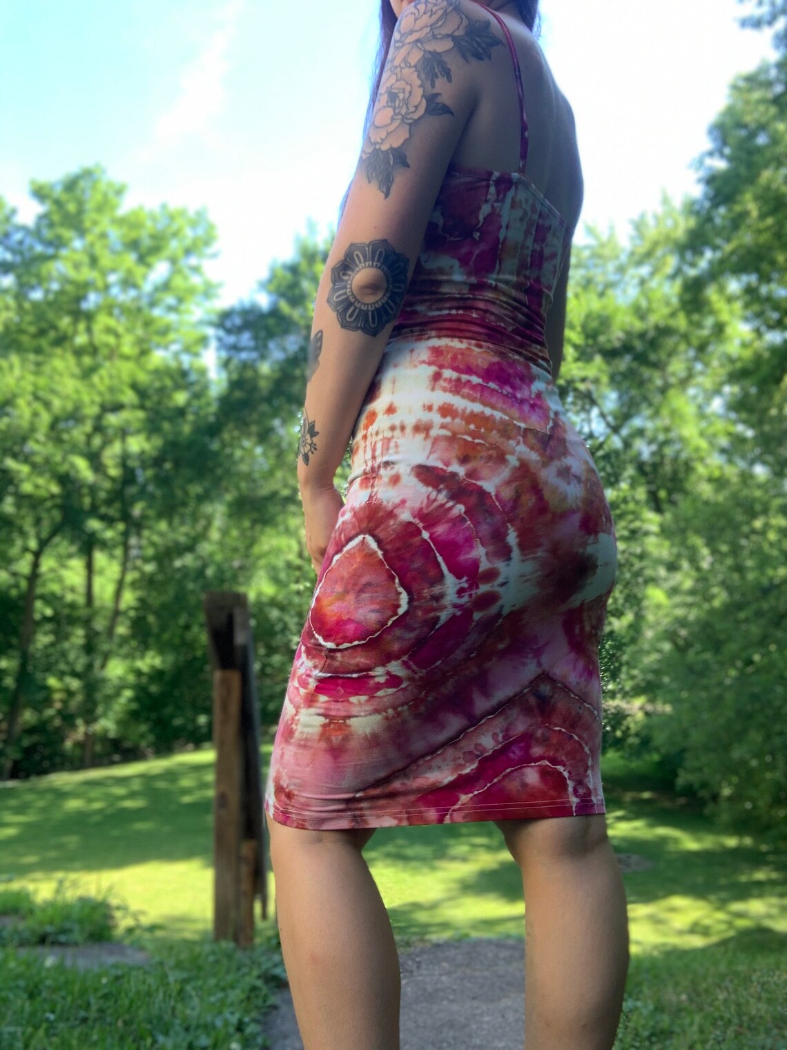 Orange Pink Tie Dye Geode Dress Size Small Hippie boho | Etsy