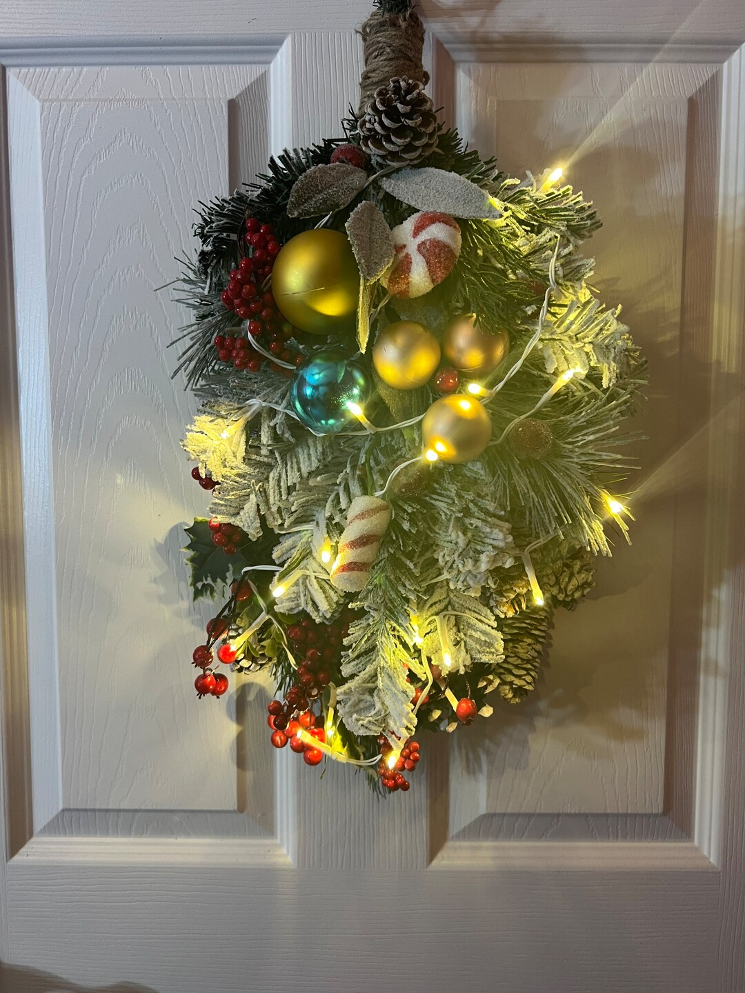 Christmas Swag With Lights Etsy