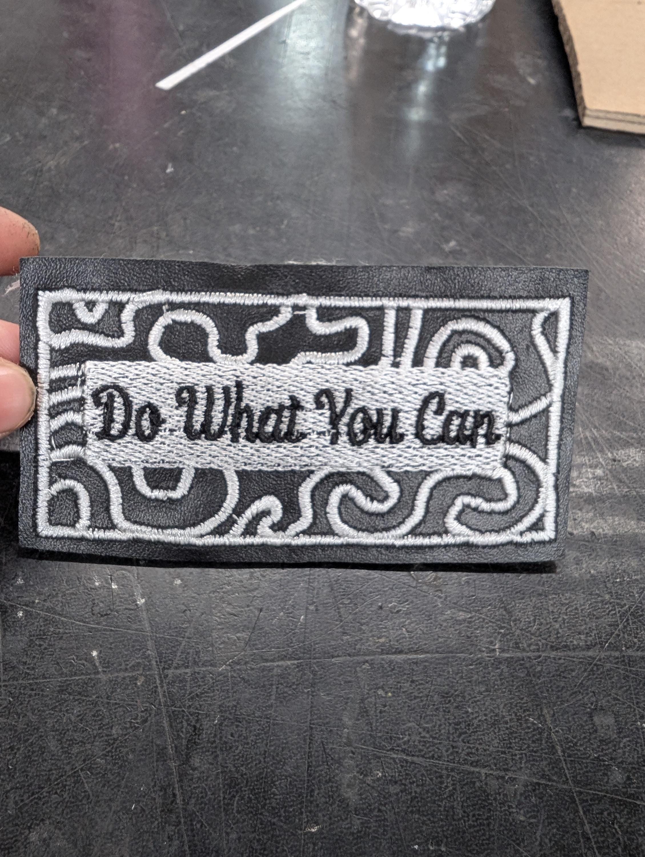 Embroidered Leather Patch 'do What You Can' 2x4