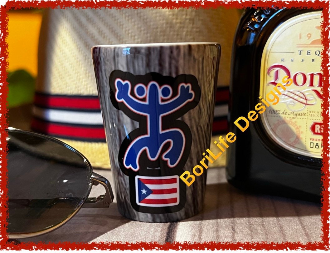 Puerto Rico Rocks Glasses Unique Boricua Shot Glasses: With Taino Coqui and Puerto Rico Flag on ...