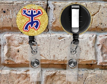 Personalized Retractable Taino Coqui Work ID  Badge Reel Design with Optional Name
