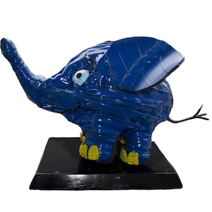 Elefant, Handmade Sculpture out of Recycled Bicycle Tubes