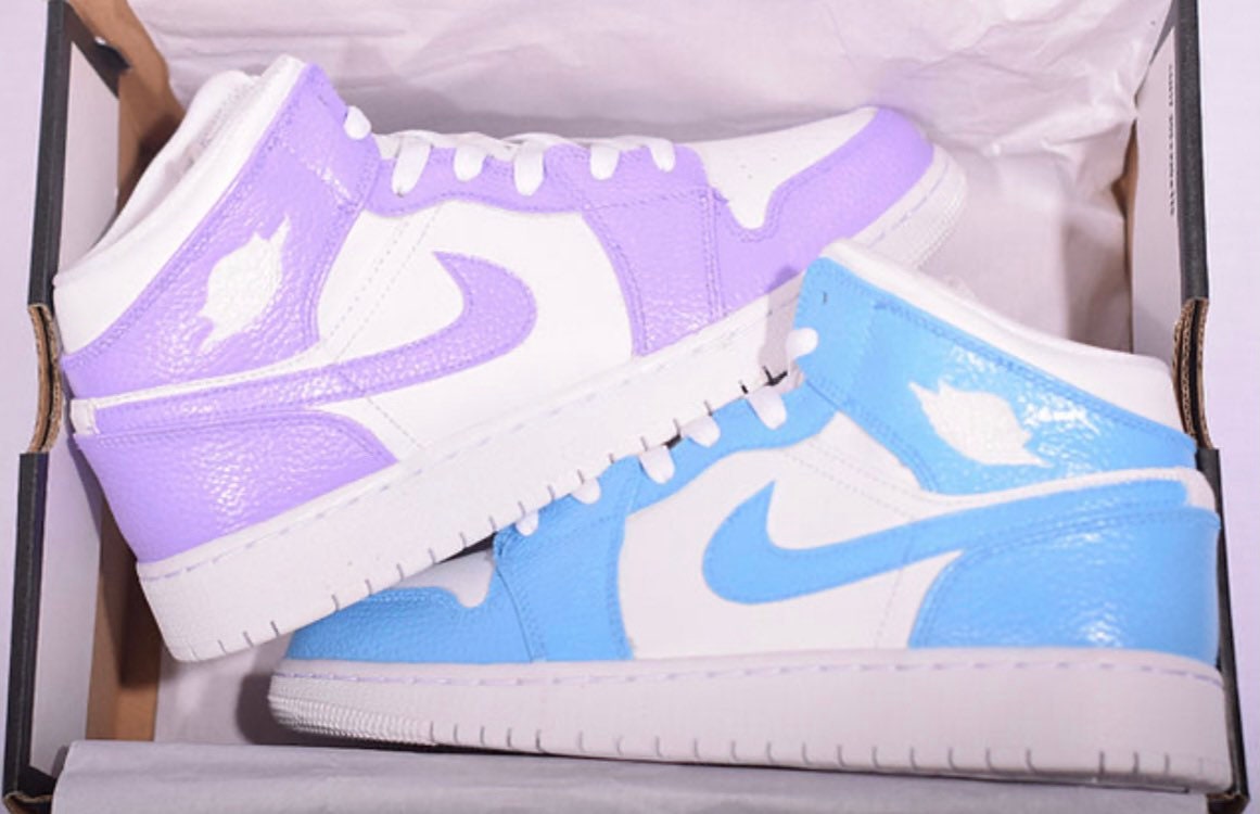 lilac and blue jordans