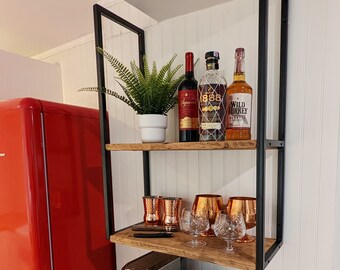 Wall mounted shelf, double shelf, metal frame, shelves, wall decor
