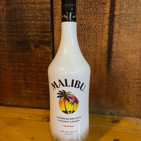 Empty Malibu Rum Liquor Bottle