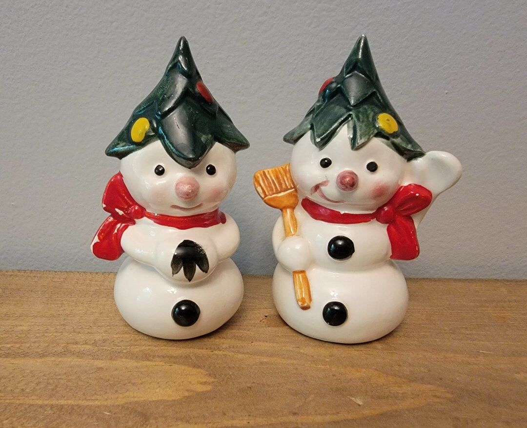 Vintage Snowmen Salt and Pepper Shakers Etsy