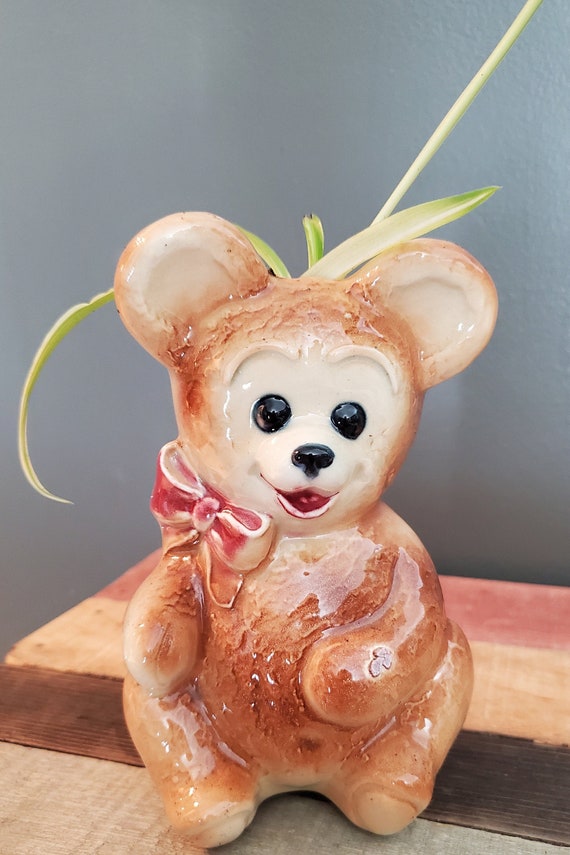 Vintage Teddy Bear Planter Etsy