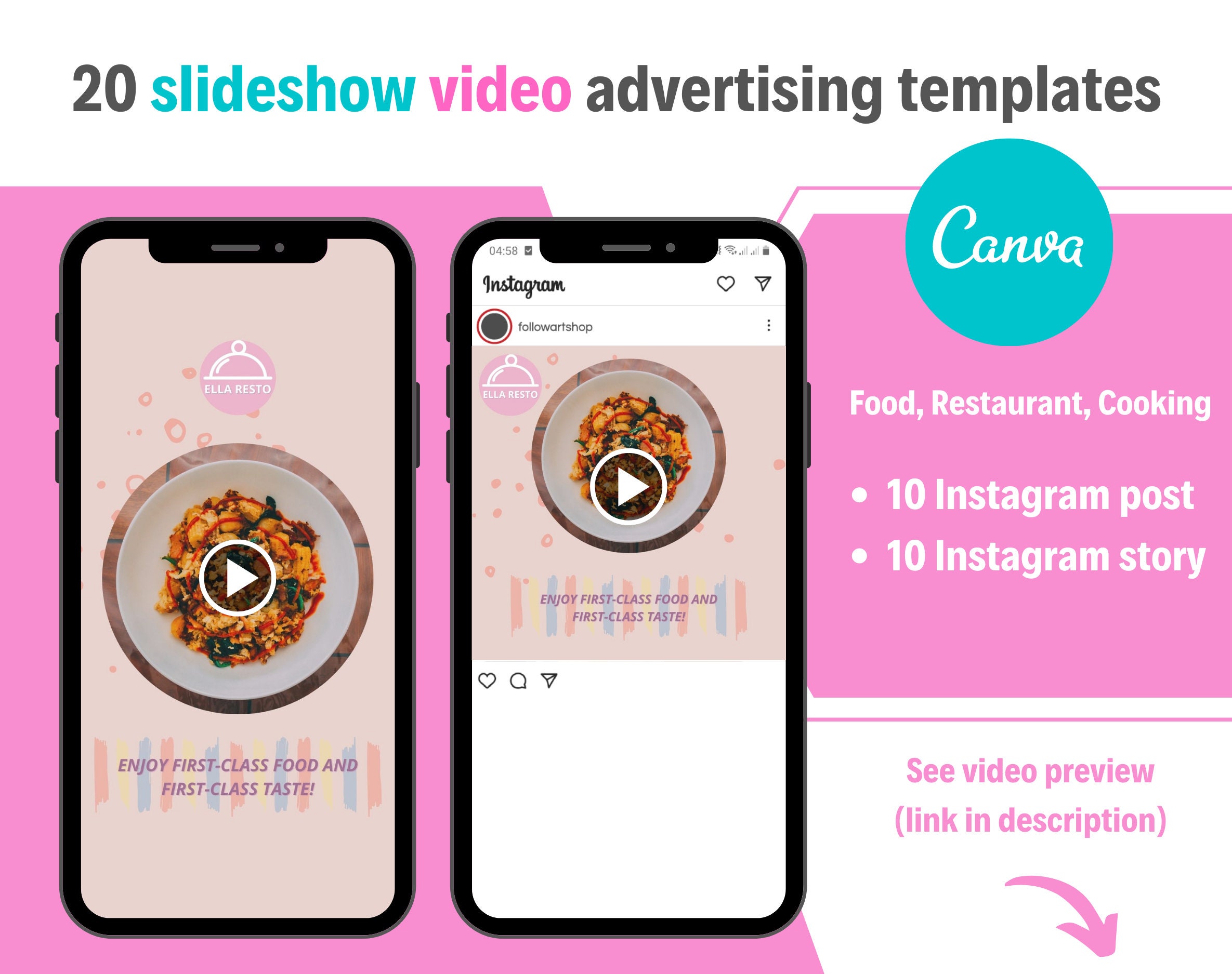 20 plantillas de canva de vídeo presentación de diapositivas | Etsy