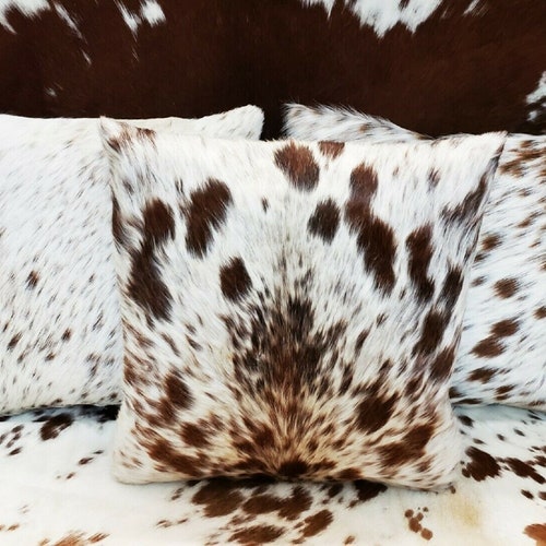 Cowhide Pillow Cover Tricolor Etsy