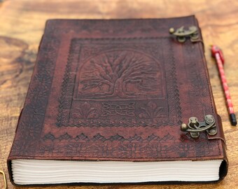 400 Pages Extra large Leather Journal | Embossed Tree of Life | Writing Leather Diary | Sketchbook | Nature Lover Gift (10*13 inch)
