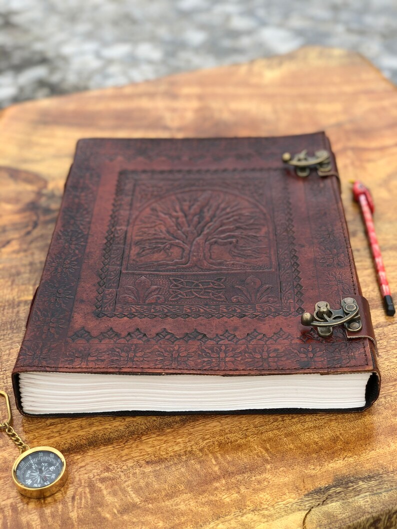 400 Pages Extra Large Leather Journal Embossed Tree of Life Etsy