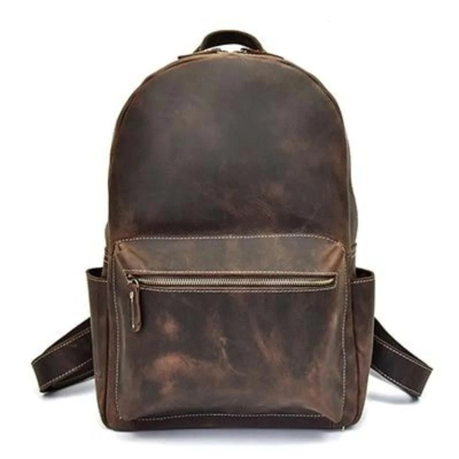 Vintage Genuine Buffalo Leather Backpack Rucksack Travel Bag Etsy