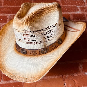 CHENJUAN Hat Nature Straw Women Men Western Cowboy Hat Handmade Weave Lady Dad Sombrero Sun Cowgirl Jazz Caps Punk Belt Band