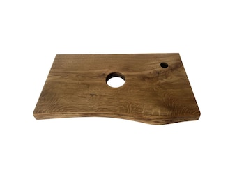 Encimera de roble hecha a mano para lavabo, con orificios preperforados - Encimera de baño a medida