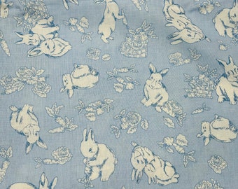 Easter Bunny w/ Carrot Fabric Lt. Blue Fabric Sewing Quilting