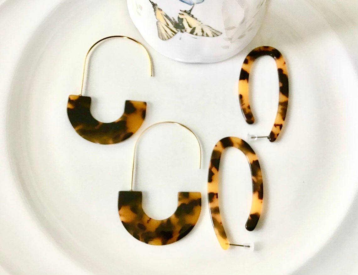 2 Pair Earrings Tortoise Shell Earrings. Acetate Earrings. Etsy UK
