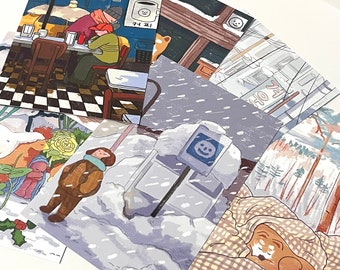 winter days postcards (holidays, cozy, prints, christmas, greetings)
