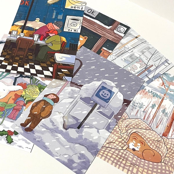 winter days postcards (holidays, cozy, prints, christmas, greetings)