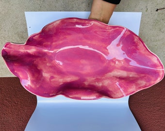 Pink opal serving platter in porcelain