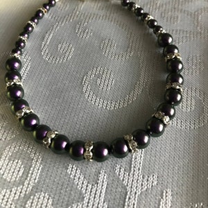 crystal passions iridescent purple pearl and crystal rondels bracelet
