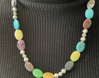 Multi Gemstone necklace with Sterling Silver