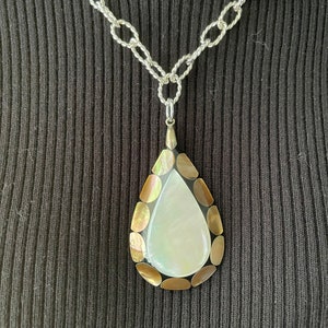 Mother of Pearl Shell Pendant on Silver Chain
