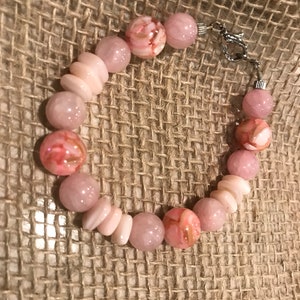 rose quartz with pink mother of pearl bracelet