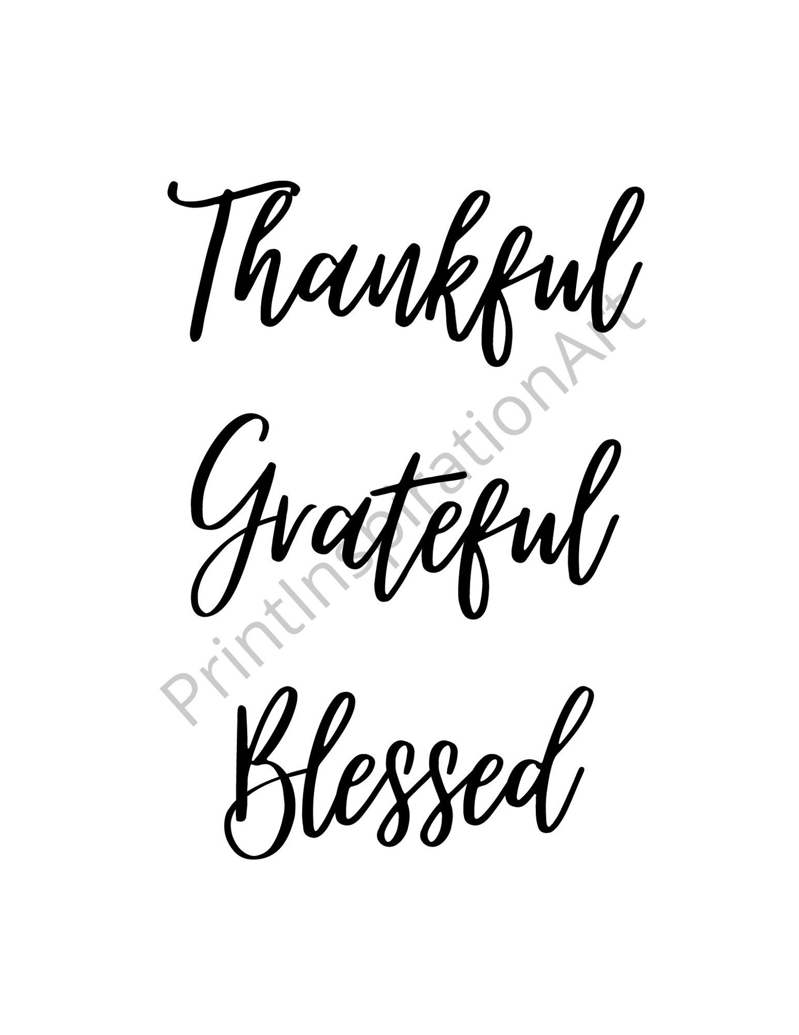 Thankful Grateful Blessed Printable Art Wall Decor Sign | Etsy