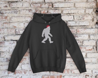 Sudadera con capucha unisex de Papá Noel, Sasquatch navideño, Sasquatch con capucha y Bigfoot navideño