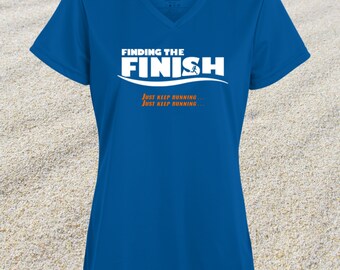 Princess Running | Princess Marathon | Funny Running Shirt | Just Keep Running - Ladies’ Moisture-Wicking V-Neck Tee