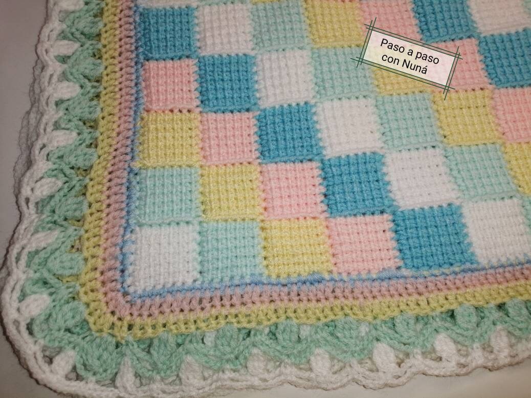 Couverture De Bebe Tricot Tunisien Et Crochet Etsy France
