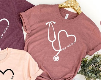 Nurse Shirt, CUSTOM Nurse Shirt, Gift for Nurse,  Nurse Shirt Gifts, Nursing Grad Shirt,  Stethoscope Shirts, Essential Worker Shirts