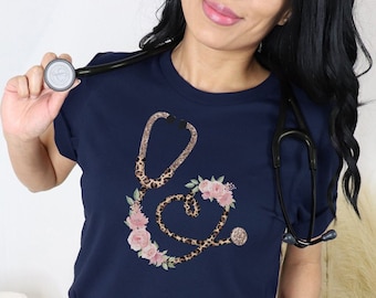 T-shirts d'infirmière, chemise d'école d'infirmières, chemise d'infirmière stéthoscope, chemise d'étudiante en soins infirmiers, chemises de semaine d'infirmière, cadeau pour infirmière