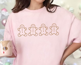 Camiseta navideña de pan de jengibre - Camiseta navideña para hornear - Regalo de Navidad - Camiseta navideña para amantes de las galletas - Regalo navideño para panaderos - Camiseta familiar para hornear
